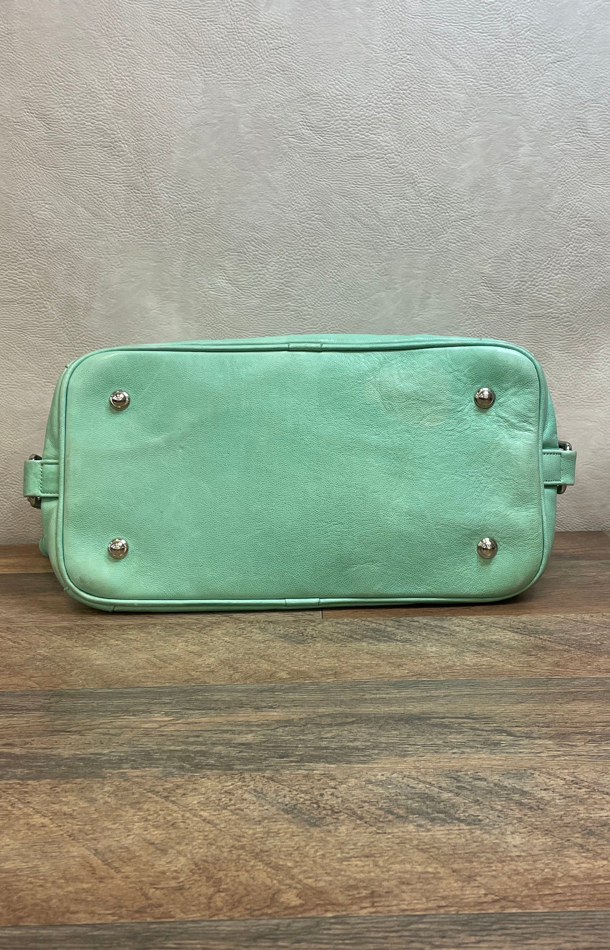 Rebecca Minkoff Mint Green Leather Mini MAB Satchel Handbag Silver Hardware
