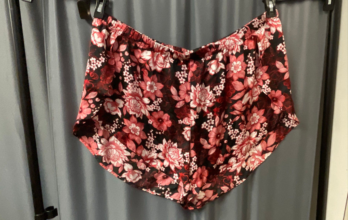 Adore Me Women's Pajama Set Red Floral Satin Lace Trim Camisole Shorts Sz 2X