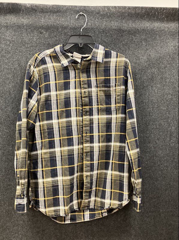 The North Face Men's Plaid Flannel Shirt Button Down Olive Green Navy Size L