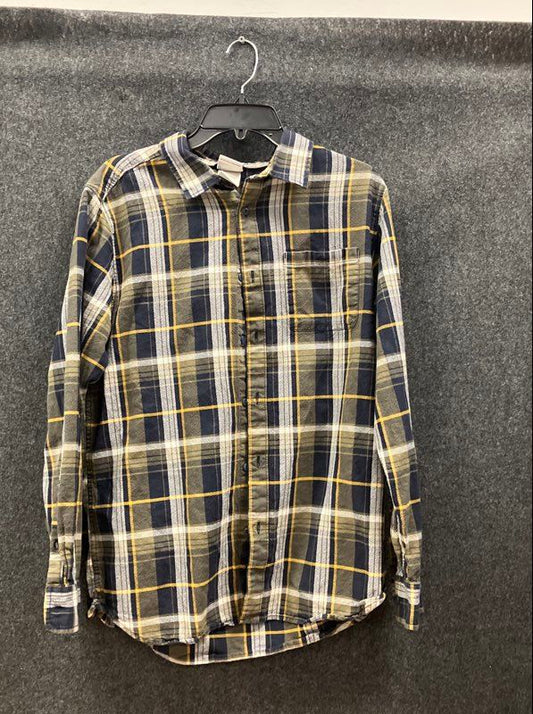 The North Face Men's Plaid Flannel Shirt Button Down Olive Green Navy Size L