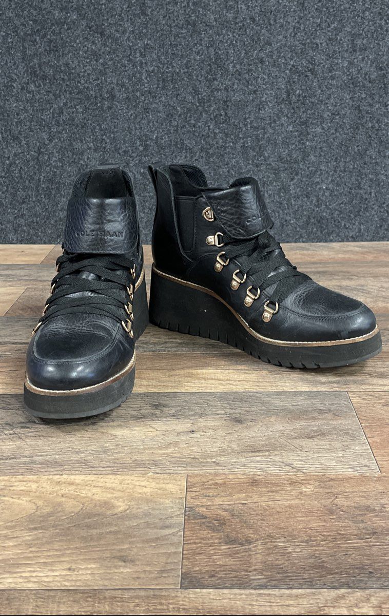Cole Haan Zerogrand Explorer Hiker Black Leather Boots Women's 8B