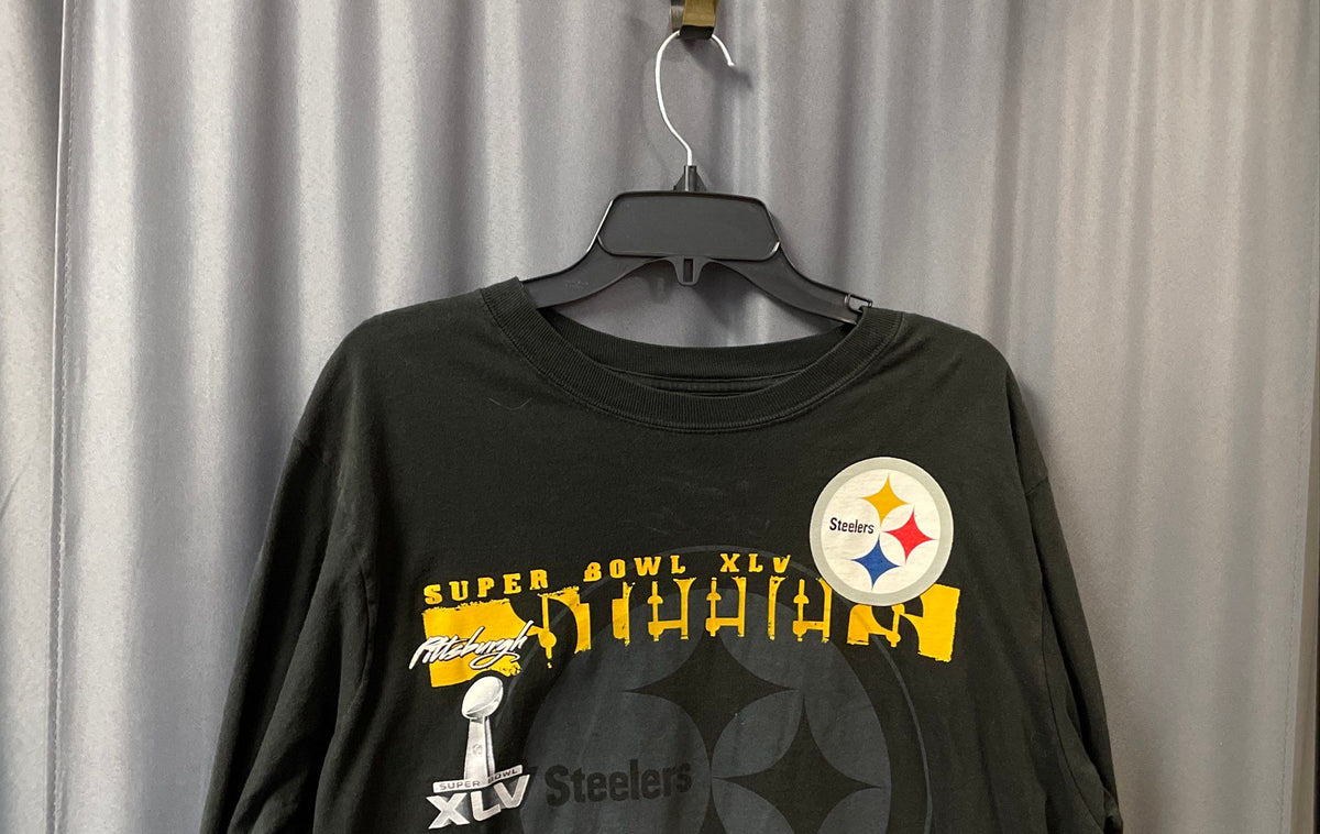 NFL Team Apparel Steelers Super Bowl XLV Roster Long Sleeve Tee Black Size XL