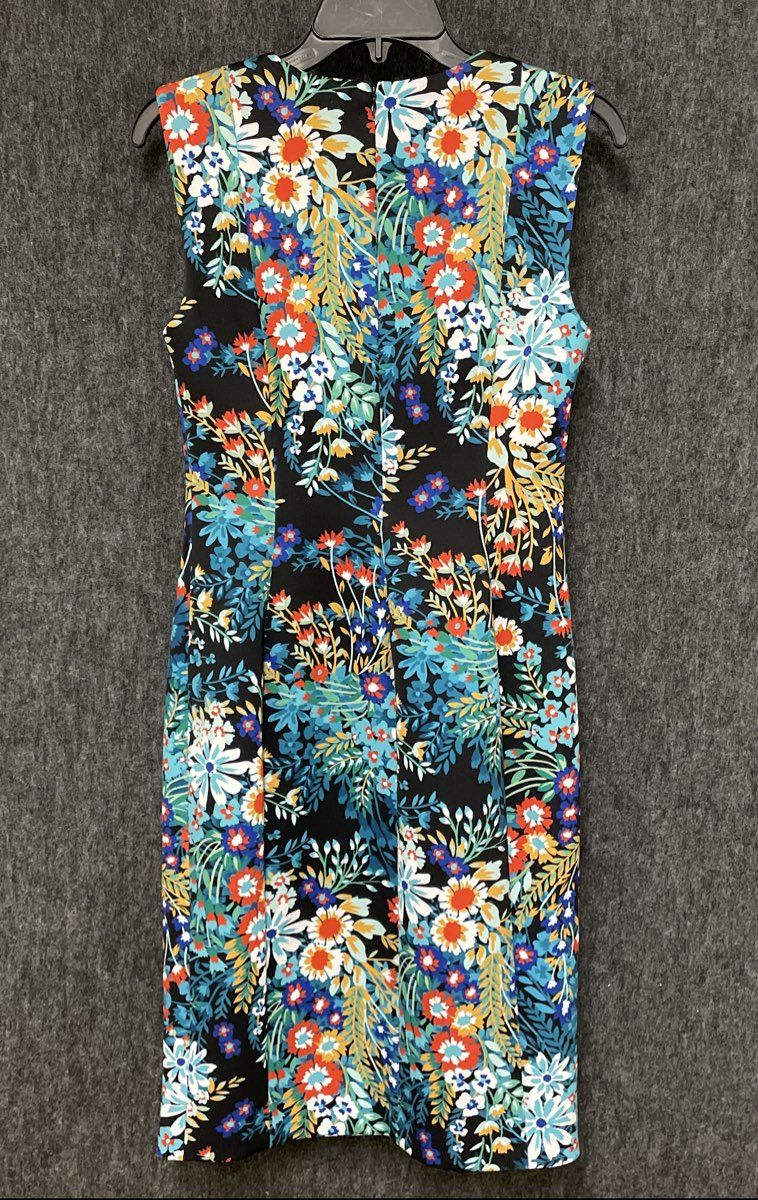 Calvin Klein Women's Floral Print Sleeveless V-Neck Sheath Dress Multicolor Sz 4
