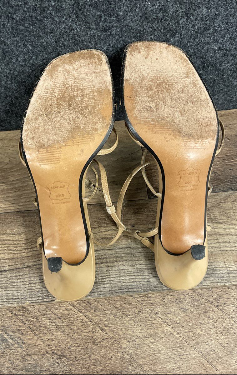 Vintage 90s Stuart Weitzman Tan Leopard Print Strappy Sandals 7.5