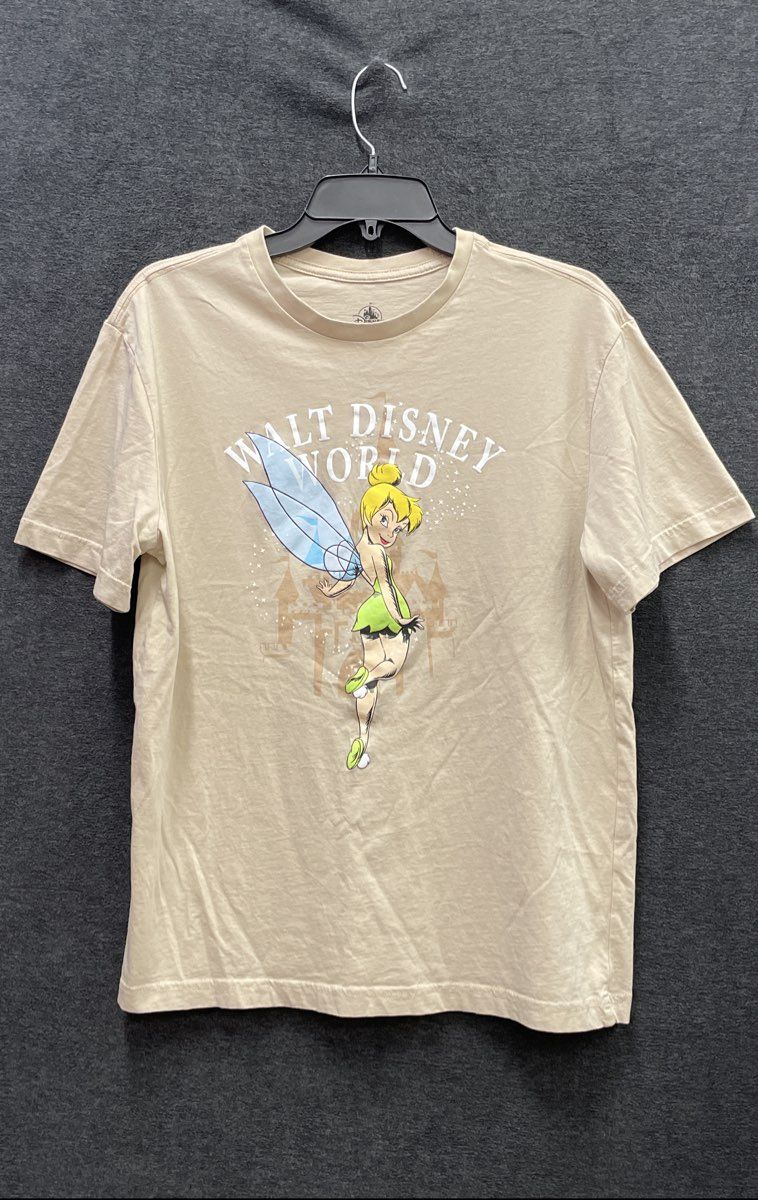 Walt Disney World Unisex Tinkerbell Castle Graphic T-Shirt Beige Cotton Sz M