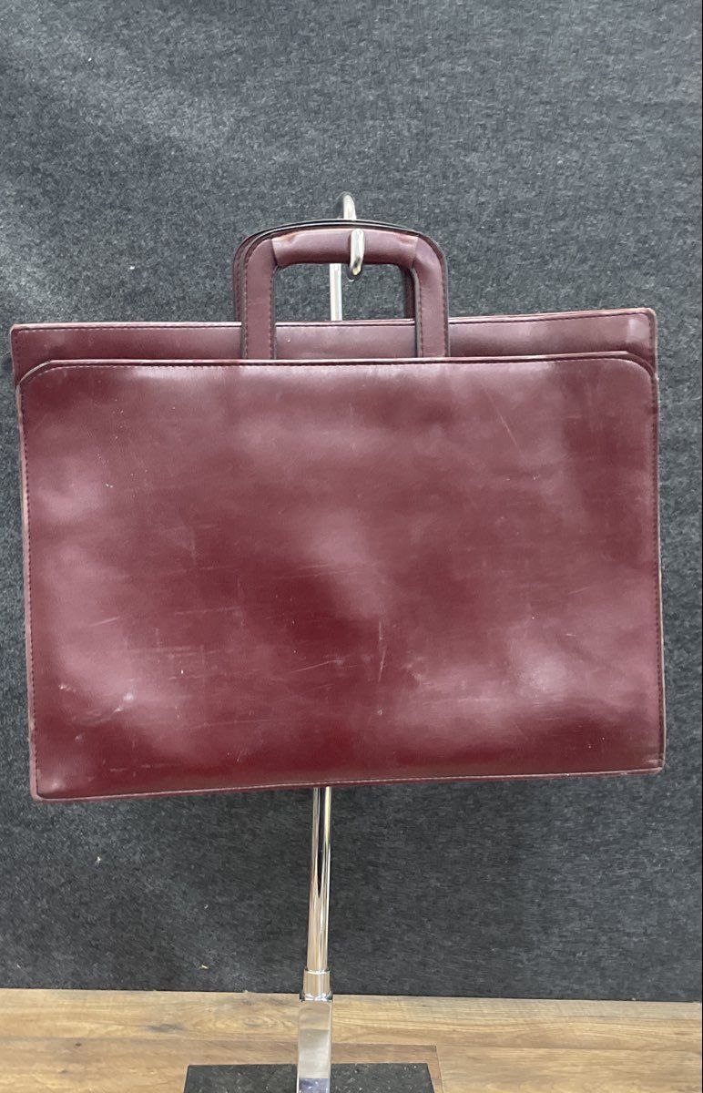 Vintage Style Mauve Burgundy Faux Leather Briefcase Laptop Case Bag 19in