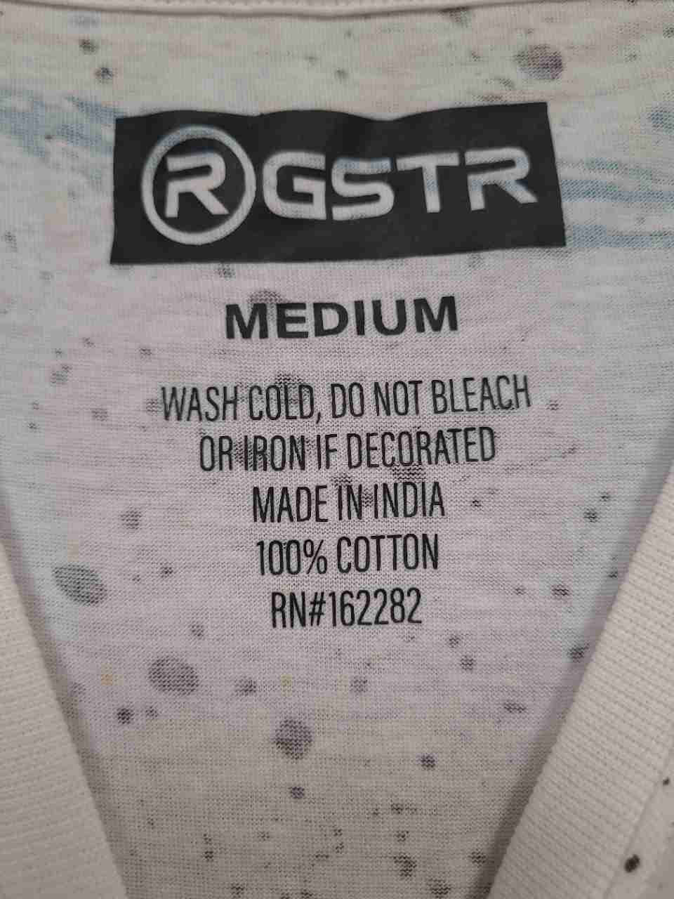 RGSTR Men's White Paint Splatter Drip Graphic Cotton T-Shirt Size Medium