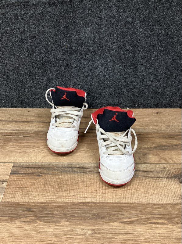 Nike Air Jordan 5 Retro Fire Red White Black Toddler Sneakers Size 10C