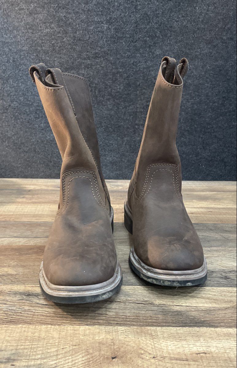 Trail Guide Wellington Dark Brown Leather Pull-On Work Boots Size 8M