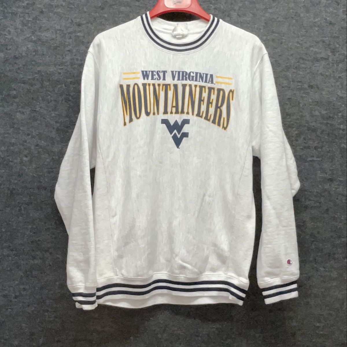Champion Men's WV Mountaineers Reverse Weave Gray Sweatshirt Size L