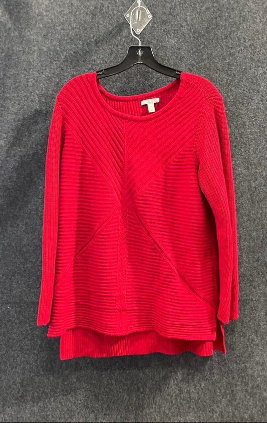 Dana Buchman Women's Red Chevron Ribbed Knit Hi-Low Sweater Sz XL