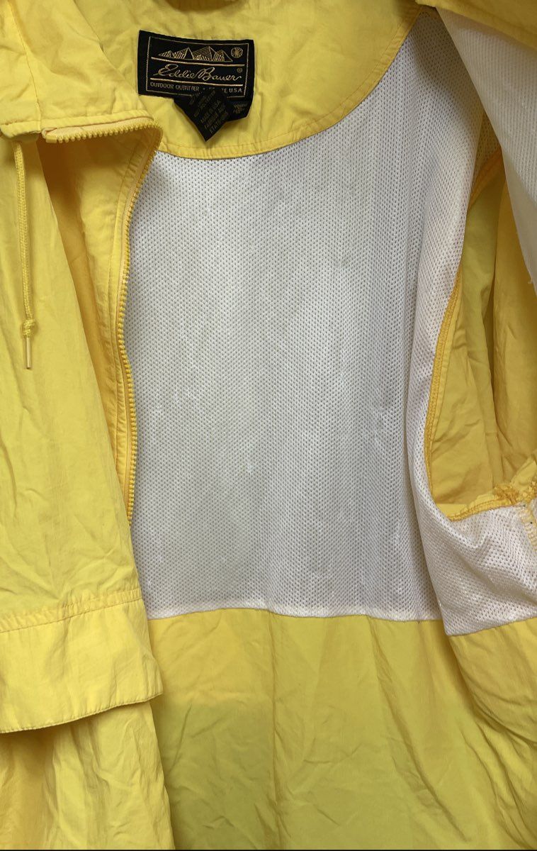 Vintage 90s Eddie Bauer Womens Yellow Lightweight Windbreaker Jacket Made USA XL