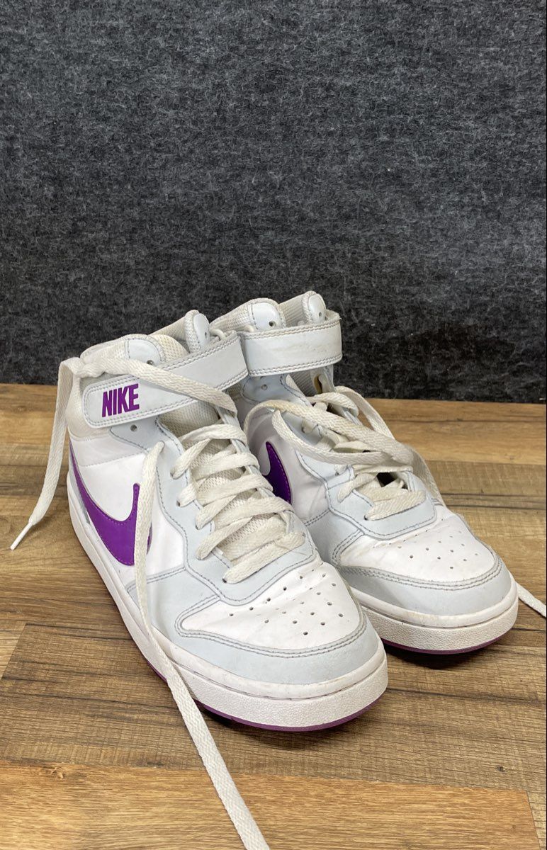 Nike Court Borough Mid 2 White Purple Grey Mid Top Sneakers Size 6Y