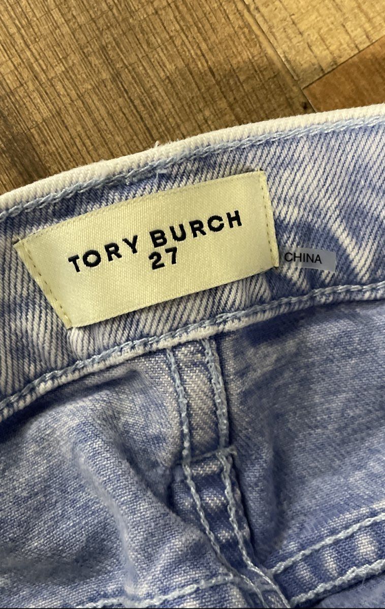 Tory Burch Women's Light Blue Bleach Wash Straight Leg Denim Jeans Sz 27