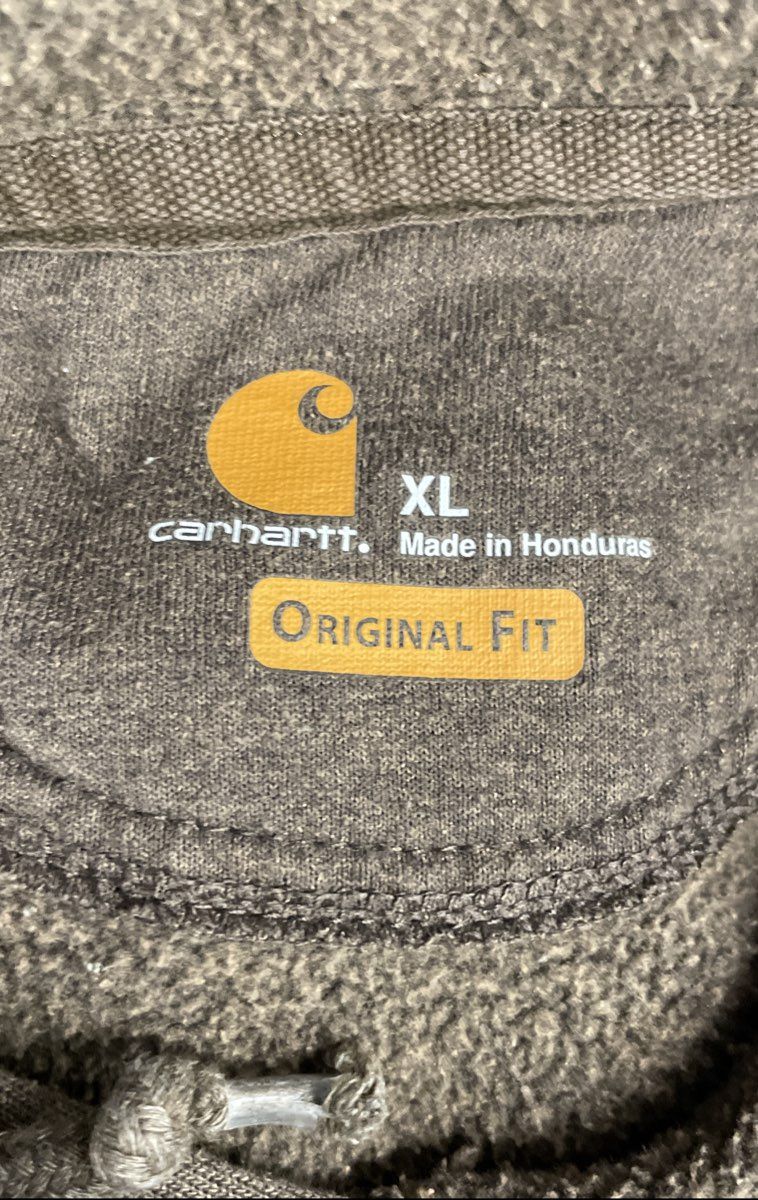 Carhartt Men's Brown Original Fit Pullover Hoodie Sleeve Graphic Logo Sz XL