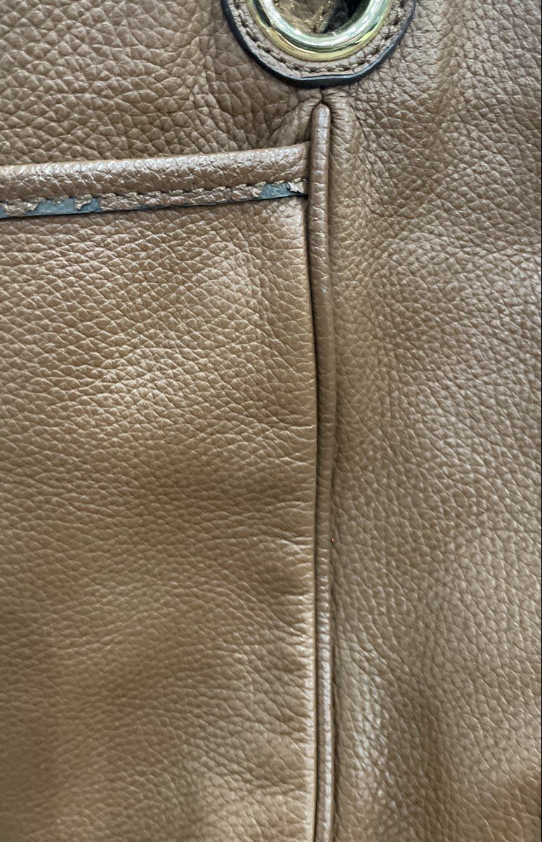 Nicole by Nicole Miller Brown Pebbled Tote Shoulder Bag Gold Hardware
