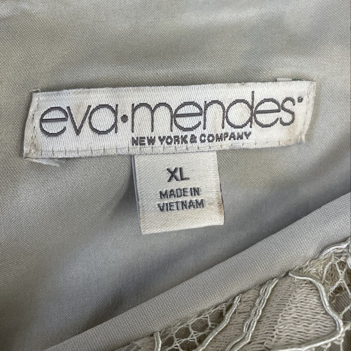 Eva Mendes Women's Cream Floral Lace 3/4 Sleeve Ribbon Waist Sheath Dress Sz XL