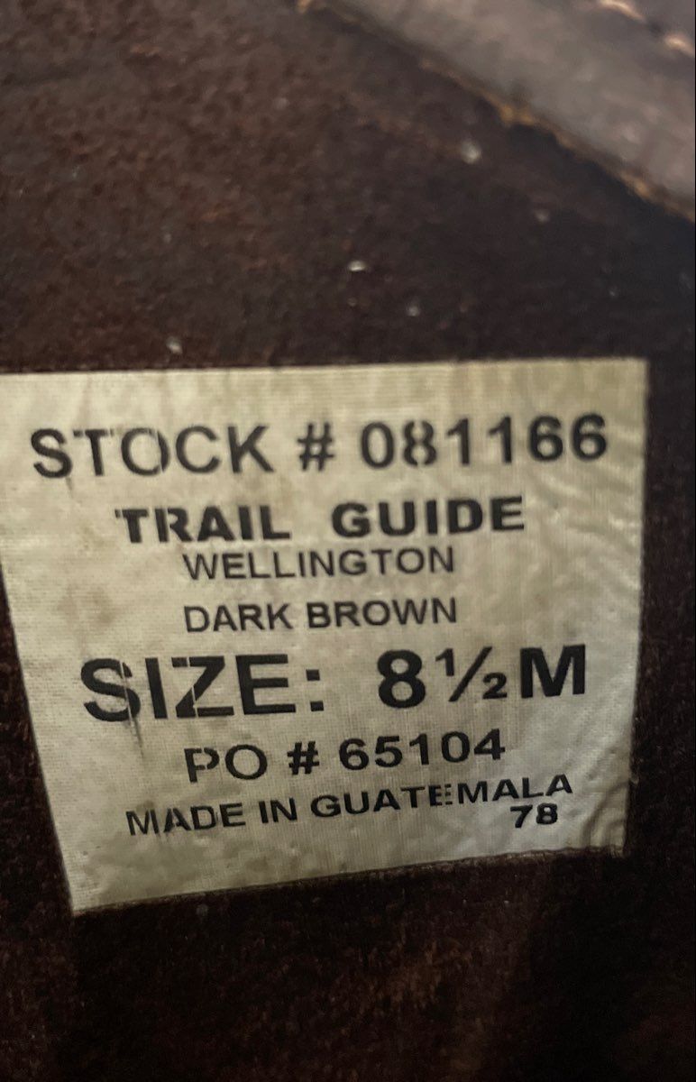 Trail Guide Wellington Dark Brown Leather Pull-On Work Boots Men's Size 8.5 M