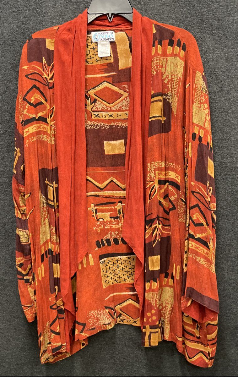 Southwest Indian Foundation Vintage Y2K Women's Geometric Crinkle Cardigan Sz M
