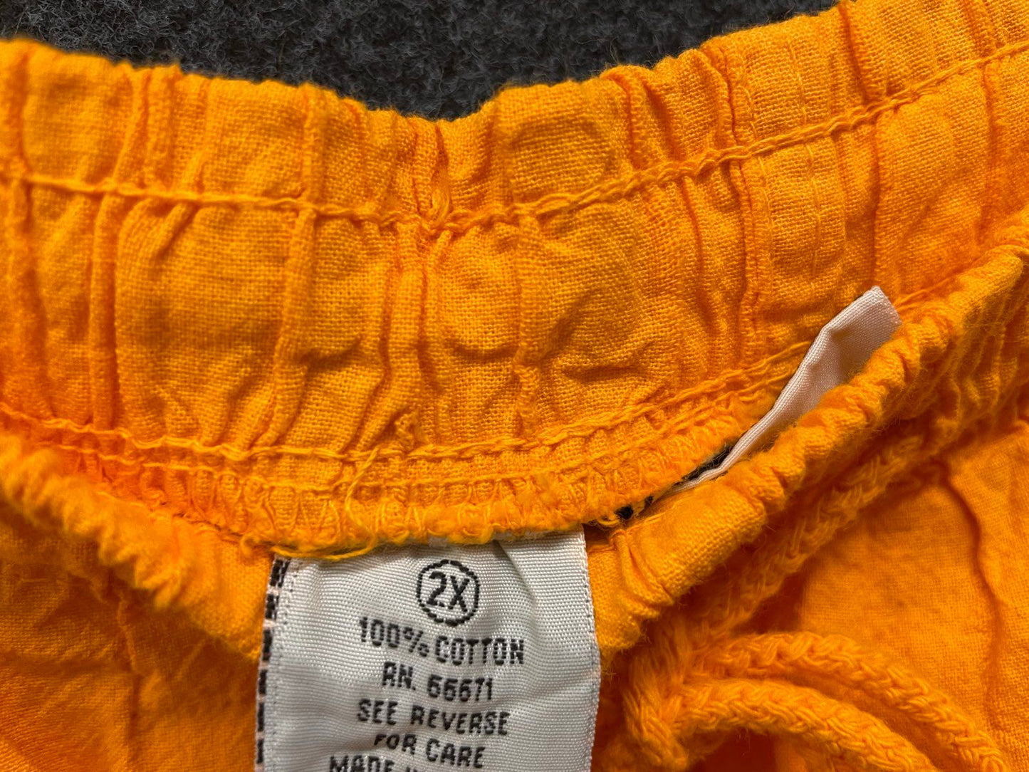 Ragton USA Women's Orange Textured Cotton Elastic Waist Pants Vintage 90s Sz 2XL