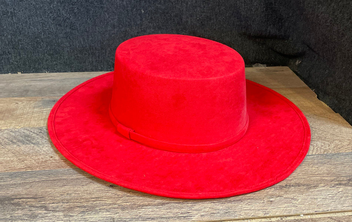 LF Collection Unisex Red Wide Brim Felt Bolero Hat Made in Mexico XL