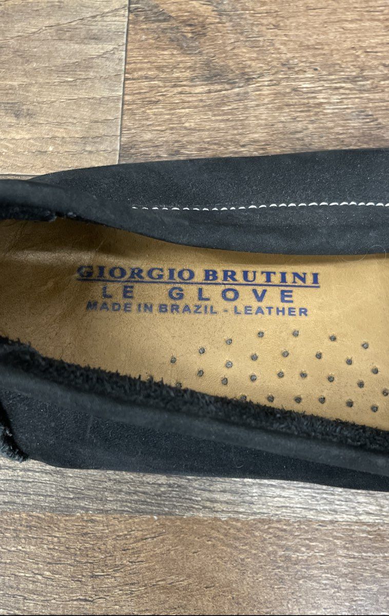 Giorgio Brutini Le Glove Black Leather Penny Loafer Driving Shoes Size 10