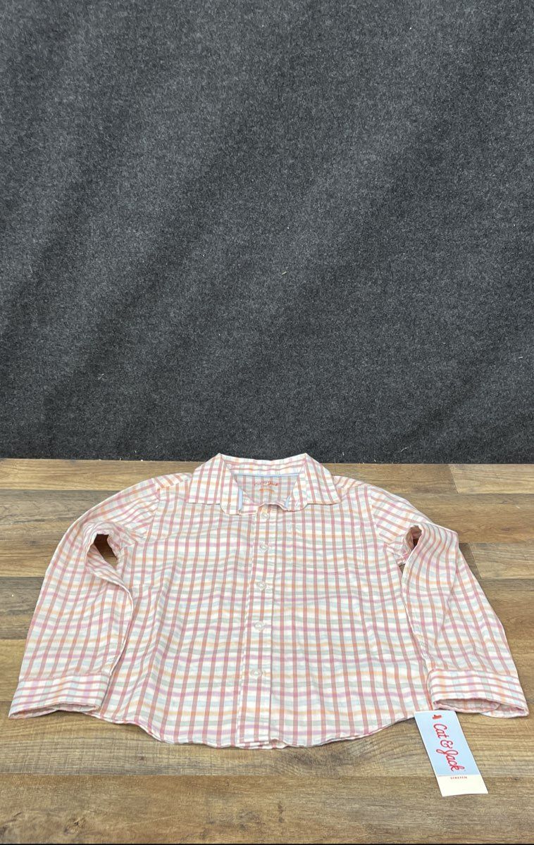 Cat & Jack Boys Long Sleeve Gingham Plaid Shirt Multicolor NWT S 6/7