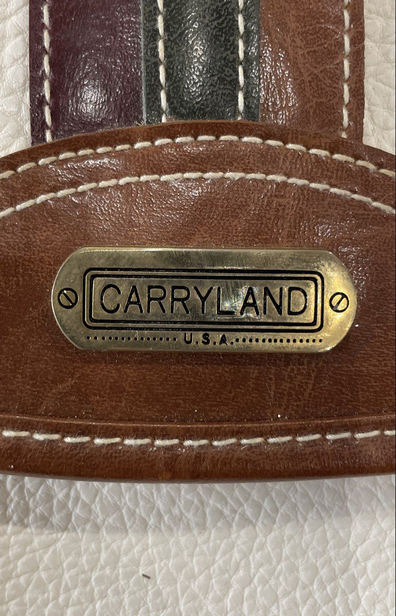 Vintage Carryland USA White Faux Leather Striped Crossbody Shoulder Bag