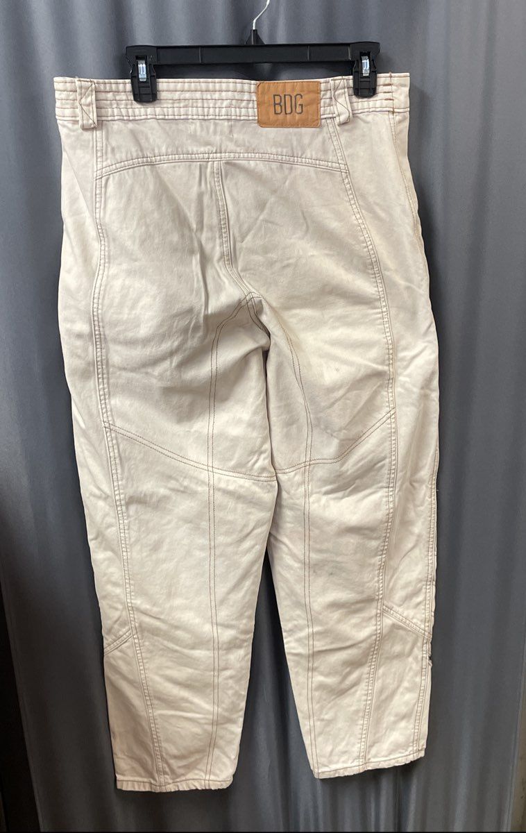 BDG Women's White Moto Zippered Utility Pants 100% Cotton Sz 31