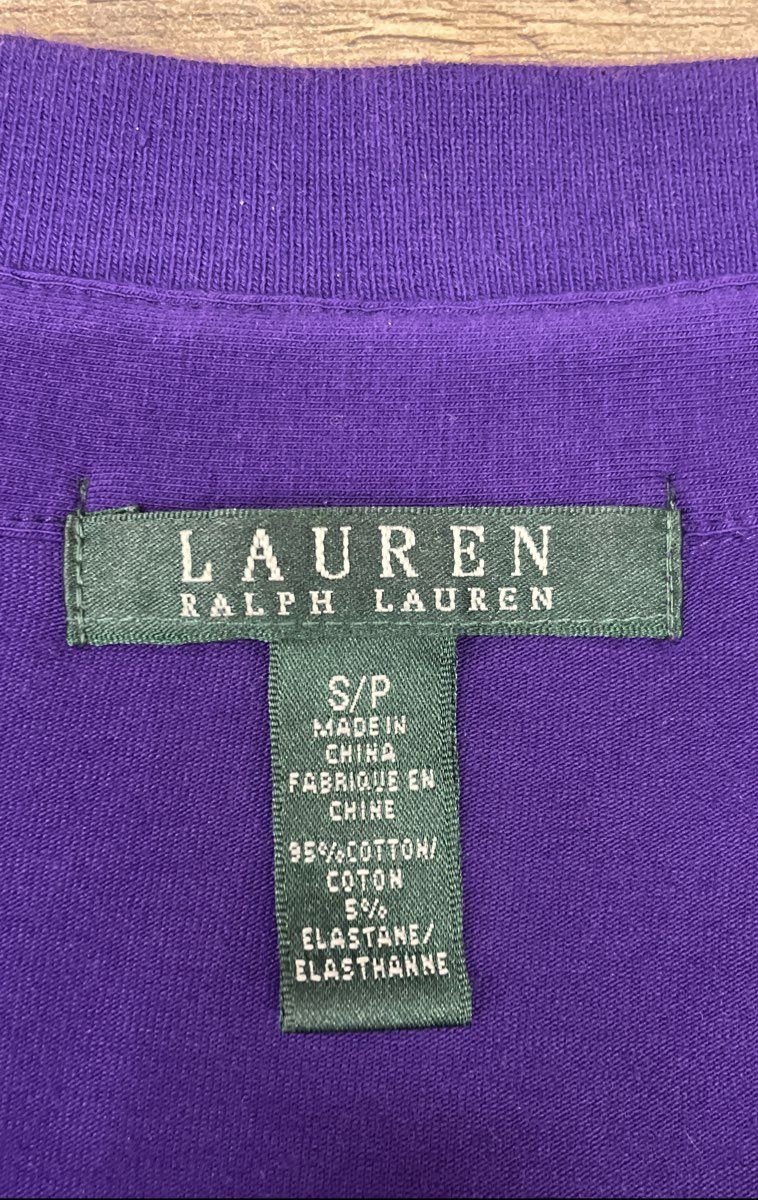 Lauren Ralph Lauren Women's Purple Knit Polo Dress Embroidered Gold Crest Sz S