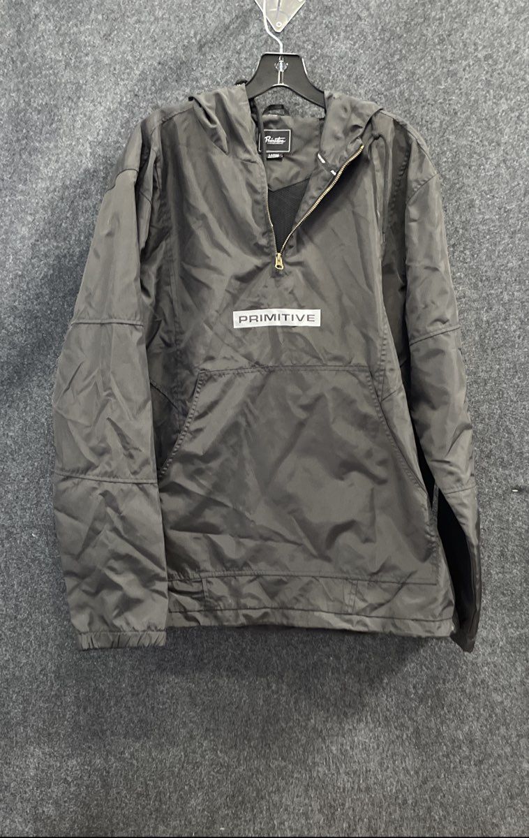 Primitive Men's Black 1/4 Zip Hooded Anorak Windbreaker Jacket Logo Size L