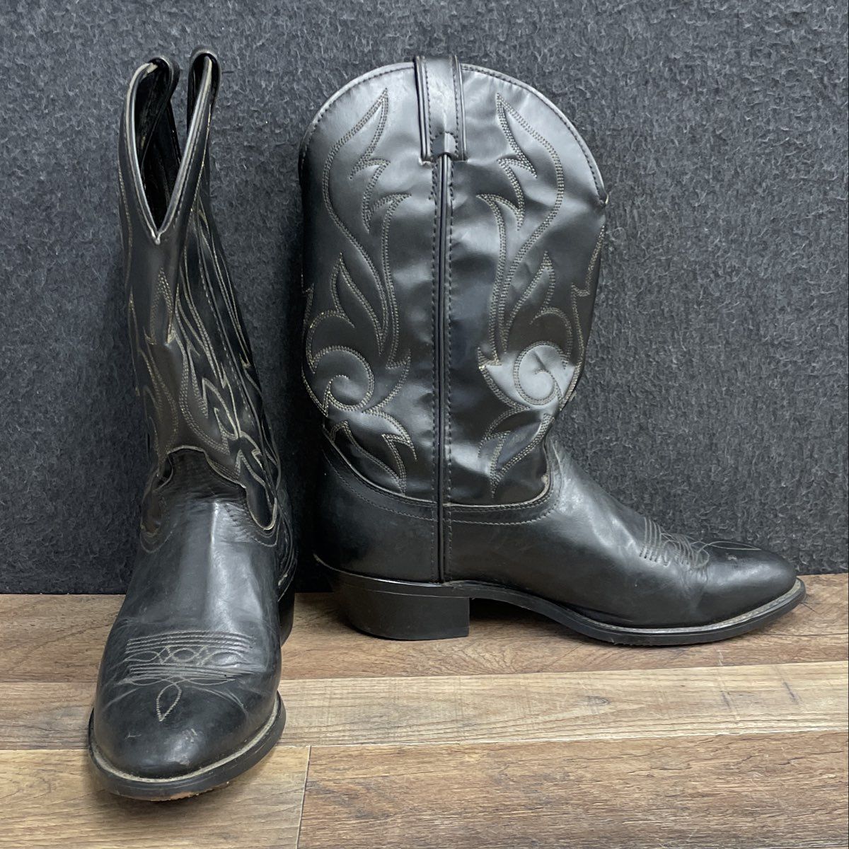 Vintage Laredo Black Leather Western Cowboy Boots Men's Size 9 EE USA
