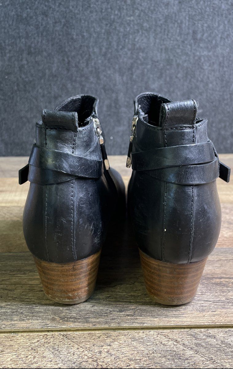 Alberto Fermani Black Leather Buckle Strap Side Zip Ankle Boots Size 38