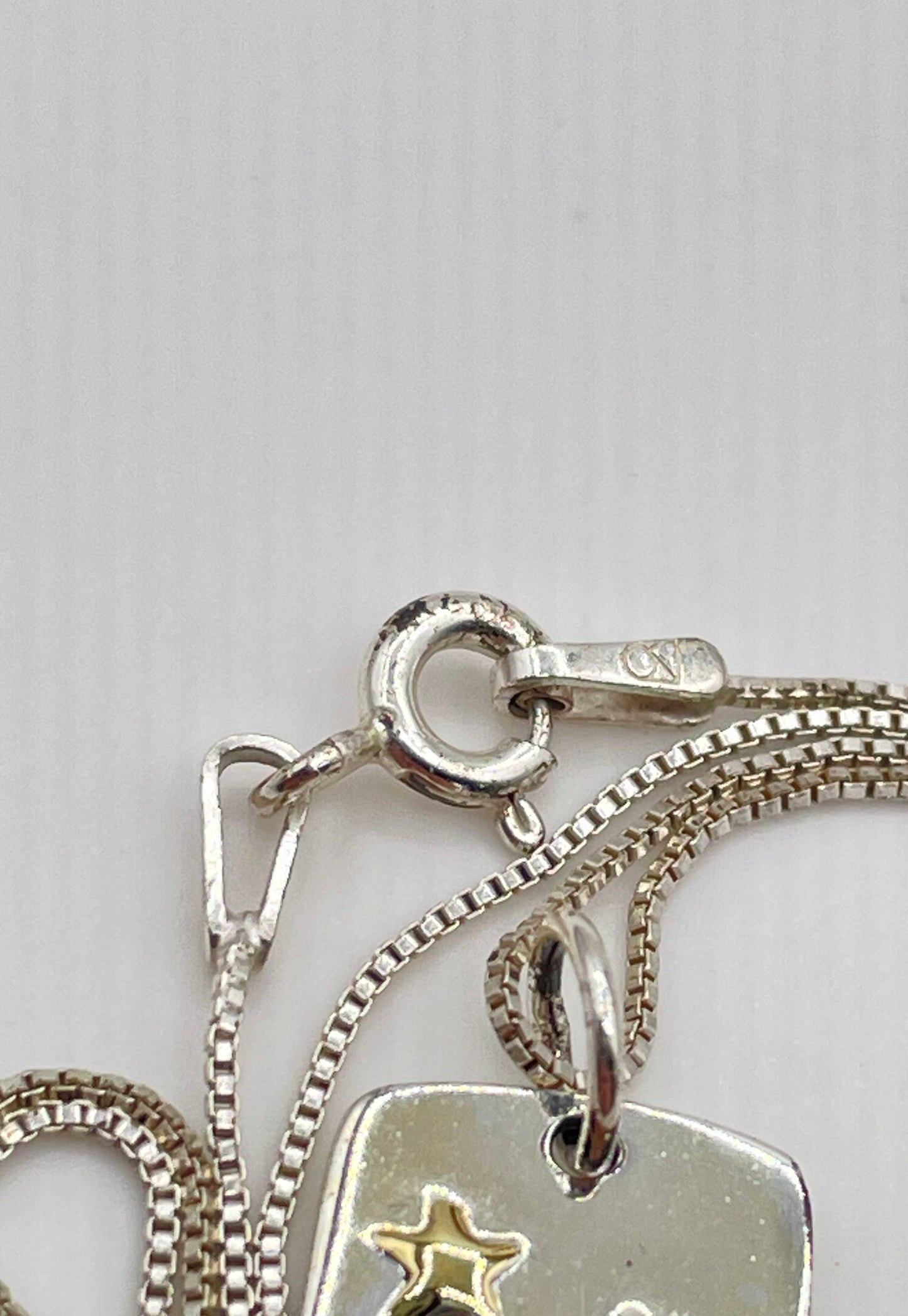 925 Sterling Silver 'Imagine' Star Tag Pendant Necklace 2.6g