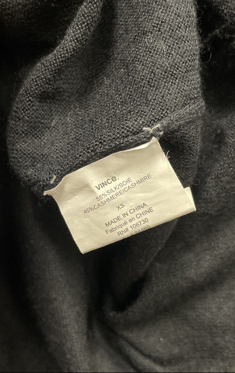 Vince Women's Turtleneck Sweater Black Silk Cashmere Ribbed Sz XS