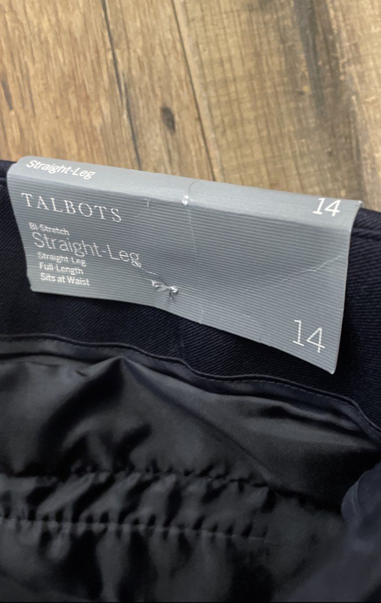 Talbots Women's Navy Blue Bi-Stretch Straight-Leg Pants Full Length NWT Sz 14