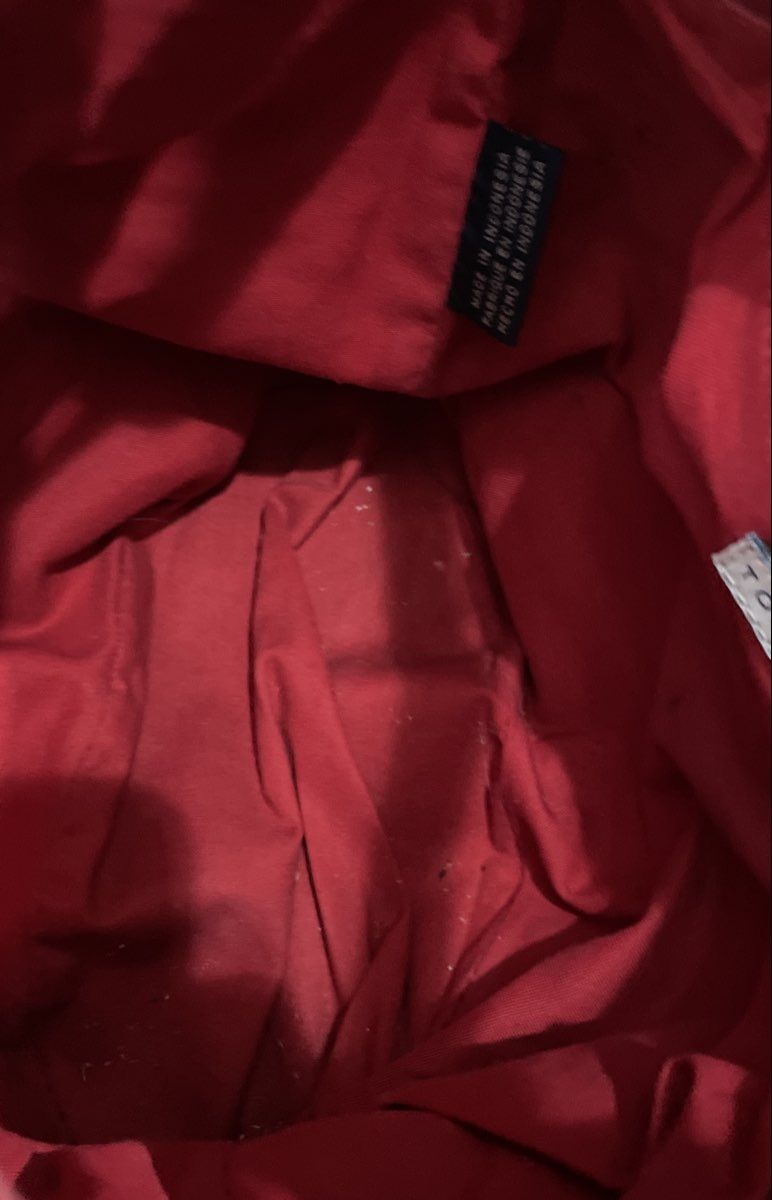 Tommy Hilfiger Red Woven Faux Leather Drawstring Bucket Bag Handbag