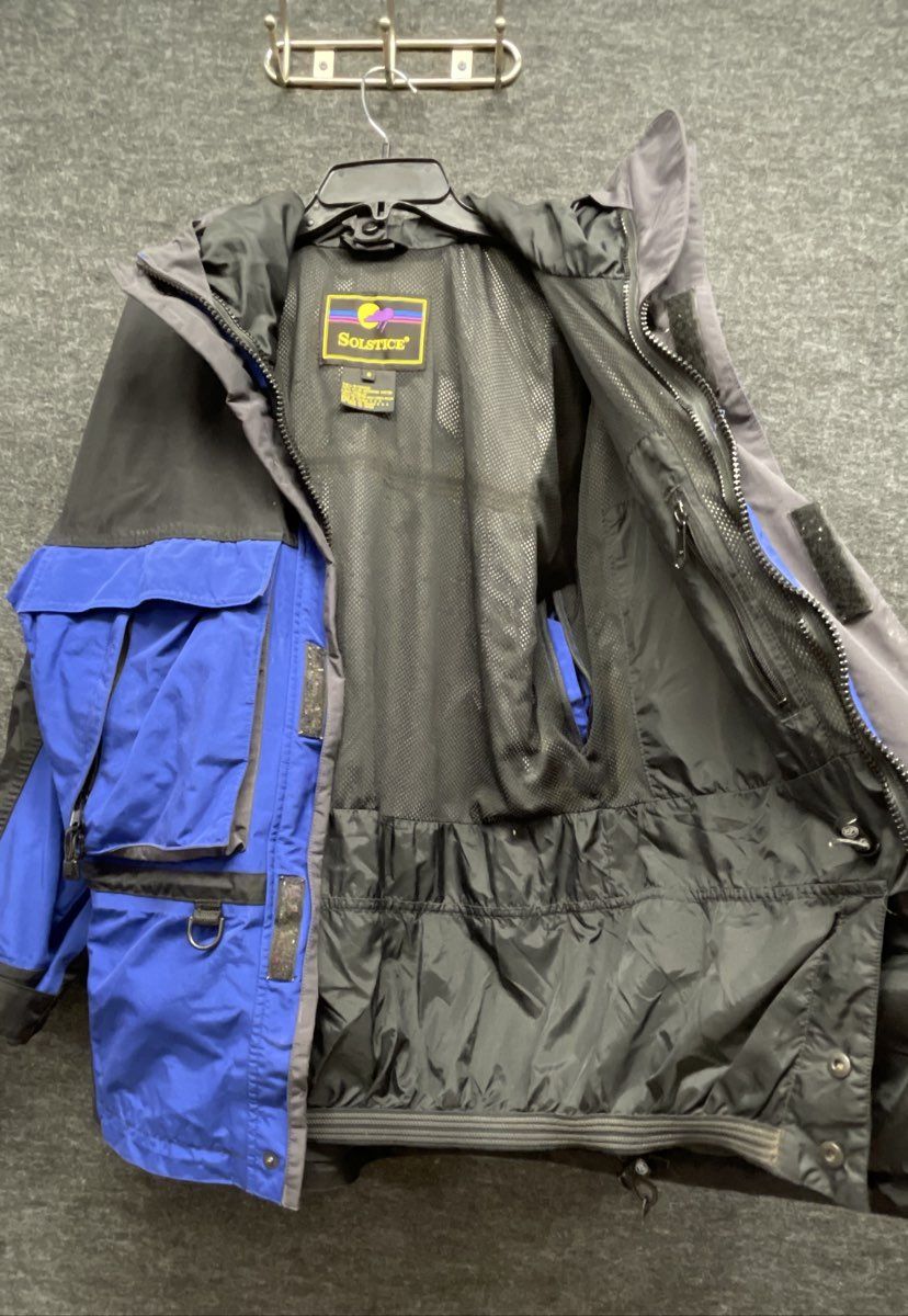 Vintage 90s Solstice Men's Blue Black Hardwear Ski Jacket Parka Hooded Sz S
