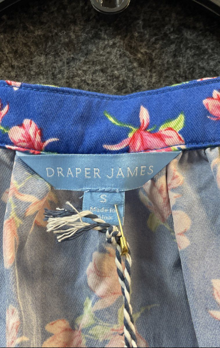 Draper James Women's Sleeveless Squareneck Top Blue Floral Smocked Sz S NWT