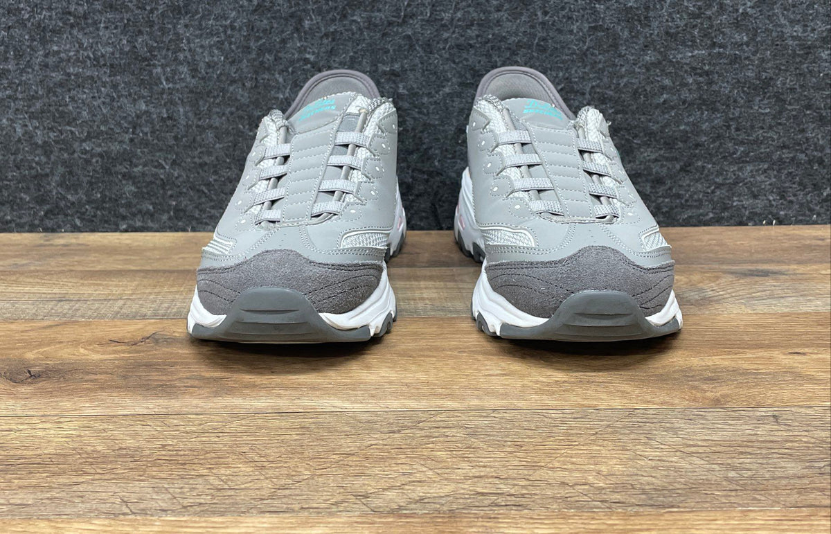 Skechers Hands Free Slip-ins D'Lites Bright Sky Grey Pink Women's Size 10