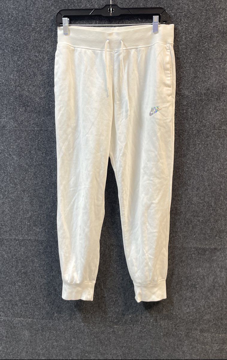 Nike Women's White Iridescent Just Do It Sportswear Jogger Pants Sz M