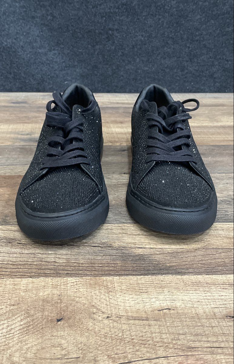 Mix No. 6 Egann Black Glitter Rhinestone Low Top Fashion Sneakers Size 8.5