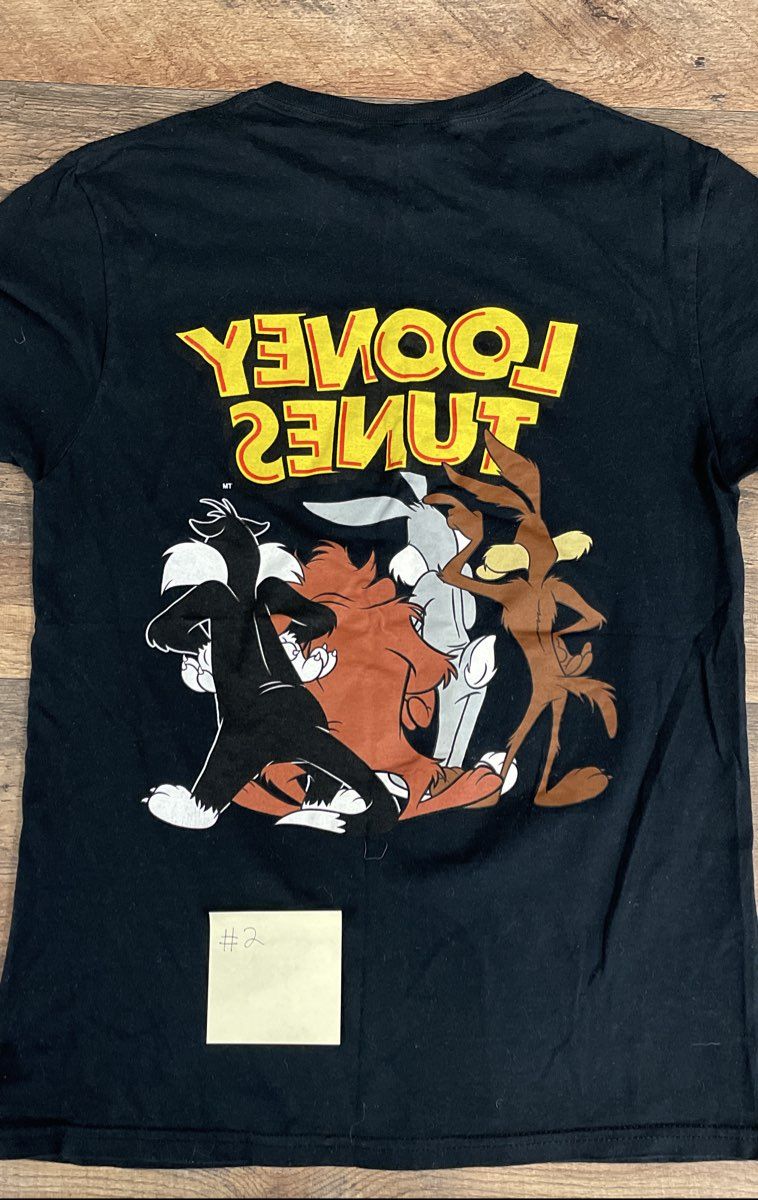 Looney Tunes T-Shirts Lot of 3 Black Tune Squad Bugs Bunny Taz Sylvester Sz S