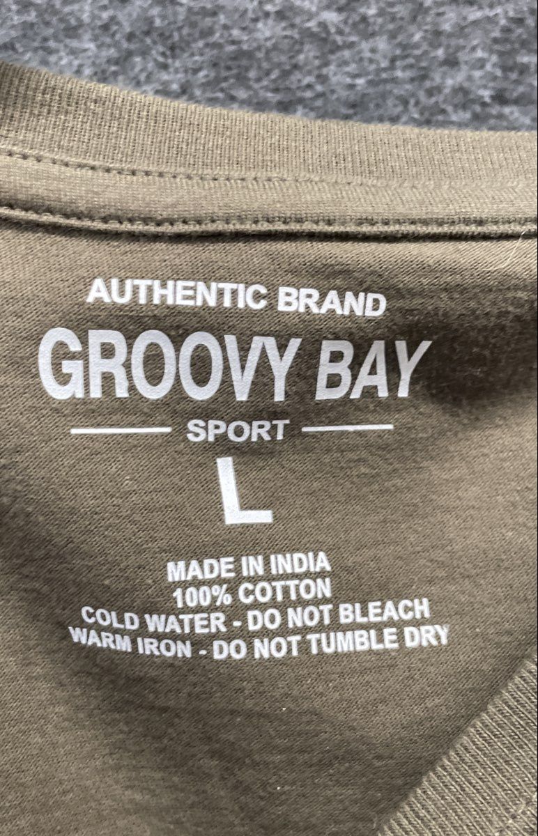 Groovy Bay Sport Men's Jamaica No Problem Graphic T-Shirt Olive Green Sz L NWT