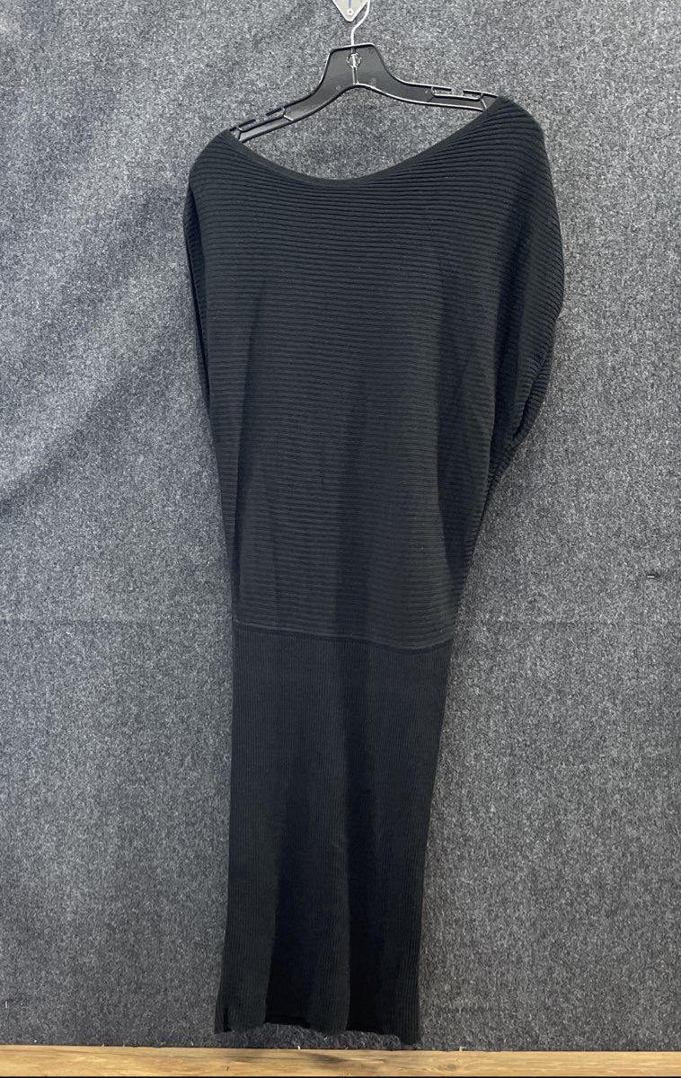 Banana Republic Women's Black Sleeveless Ribbed Knit Dolman Midi Dress Sz S