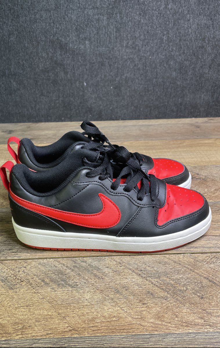Nike Court Borough Low Recraft Black University Red Youth Sneakers Size 4Y