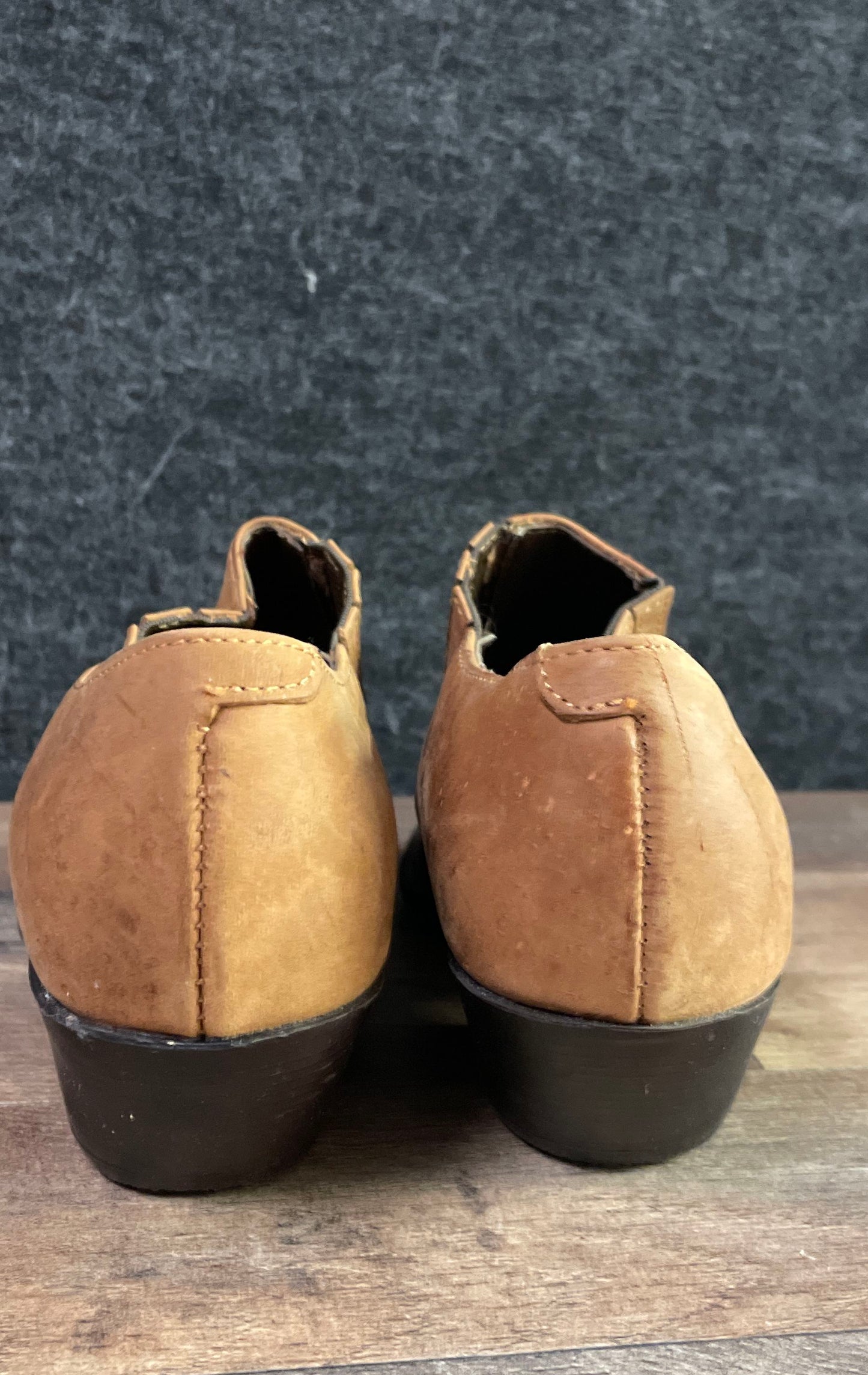 Maine Woods Dude-D Brown Leather Western Slip-on Ankle Boots Women's Size 8M
