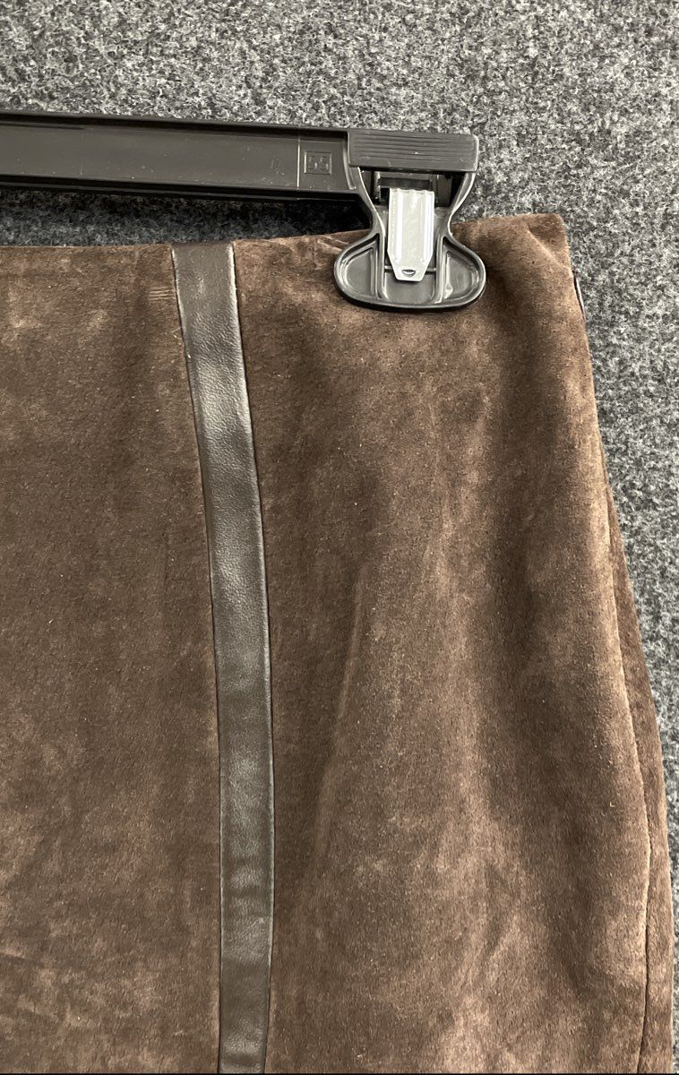 Alfani Women's Brown Suede Leather Panelled Pencil Skirt Size 8