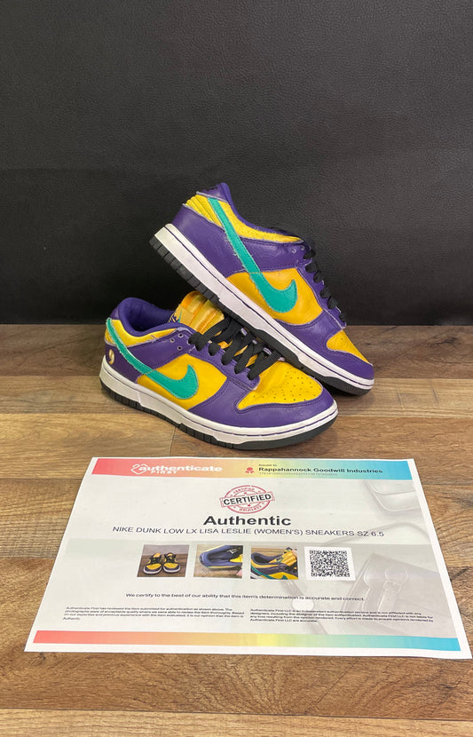 Nike Dunk Low Lisa Leslie Court Purple University Gold Size 6.5 Womens COA