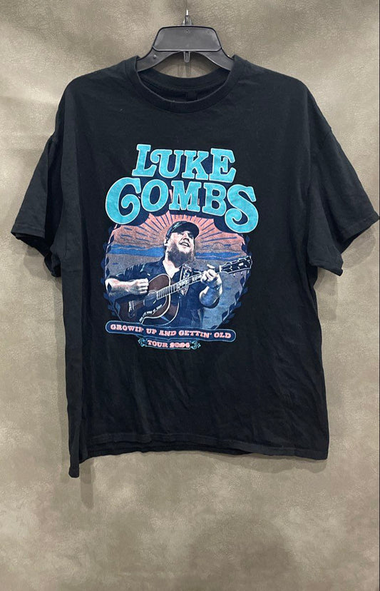 Luke Combs Men's Black Growin' Up and Gettin' Old Tour 2024 T-Shirt Size XL